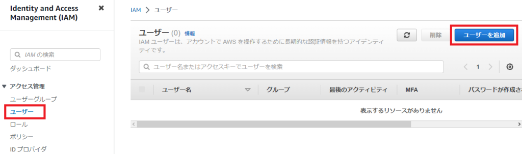 IAMユーザーの作成