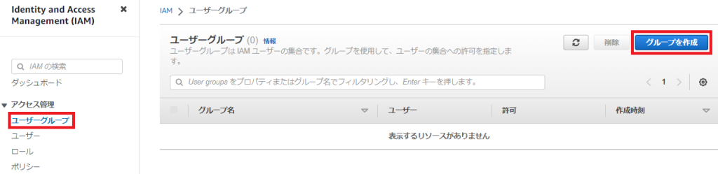 ユーザーグループの作成